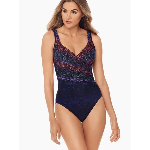 Miraclesuit Tramonto Belle It's A Wrap One Piece Swimsuit Size 8